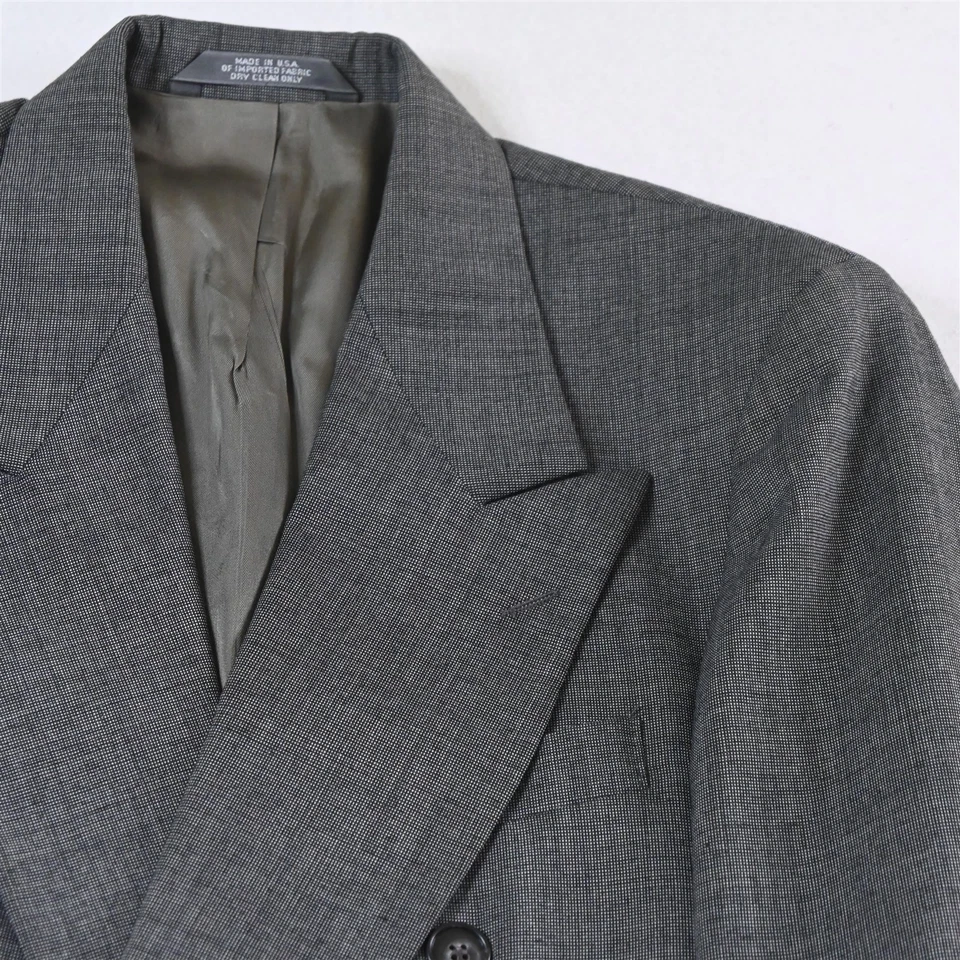 Blazer Traje Chaqueta Abrigo Deportivo De Colección Hecho en EE. UU. Doble Pecho 38R Gris Ojo de Pájaro Foto 2 de 4