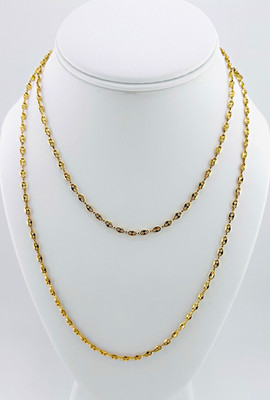 Monet Signed Puffed Mariner Link Chain Necklace Metal No Stone 36 inch