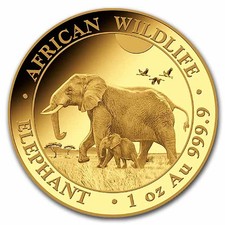 2022 Somalia 1 oz Gold Elephant Coin BU 5433.00 per troy oz
