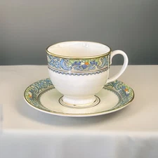 LENOX Presidential Collection AUTUMN Footed Cup & Saucer Set Gold Mark MINT