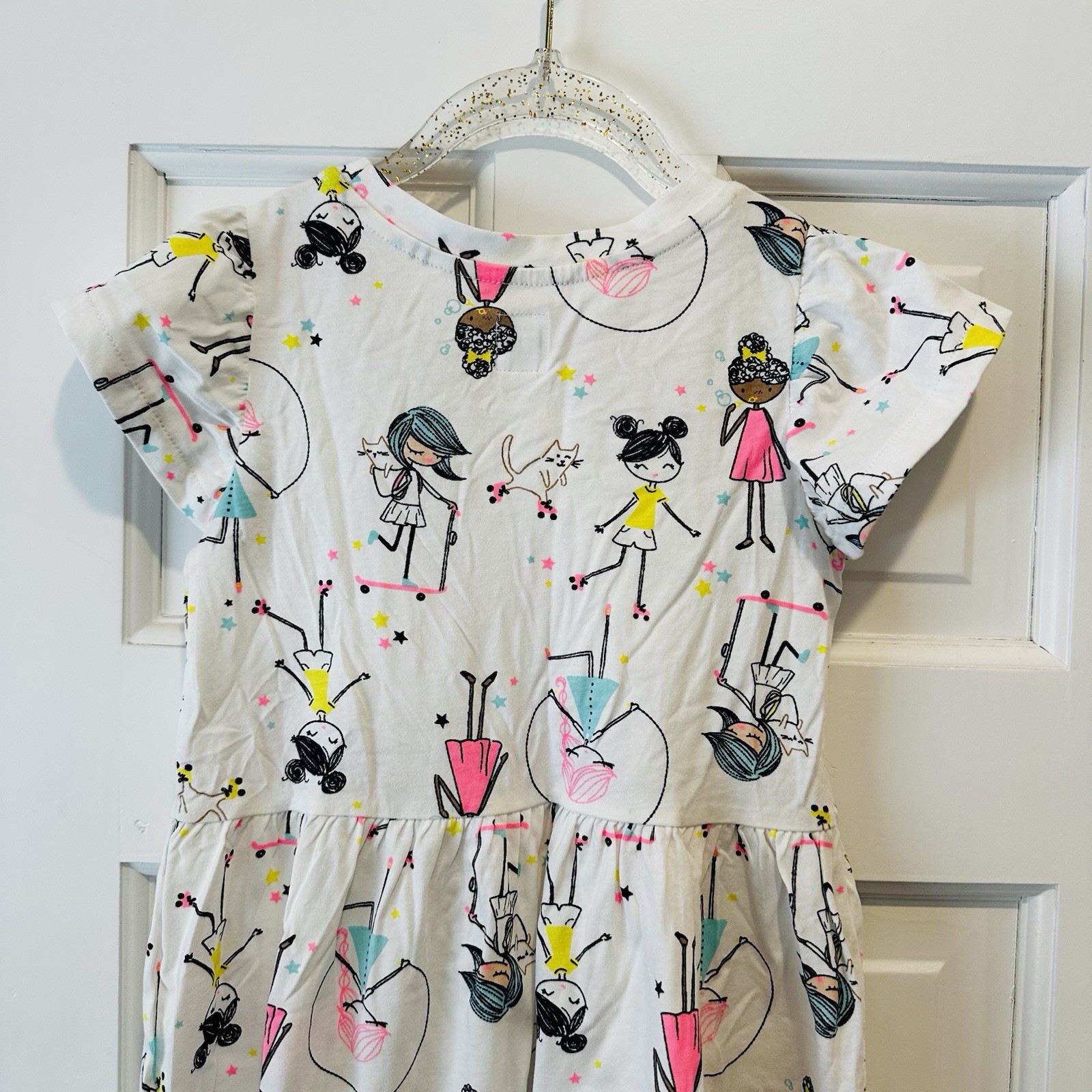 GAP Kids Dress with Fun Character Print in Cream and Pink NWT Size 5