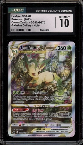 Pokemon Leafeon VSTAR Crown Zenith Galarian Gallery Full Art #GG35 CGC 10