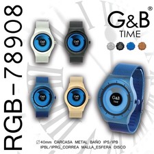 G&B Mens Analogue Quartz Watch Steel Bracelet...