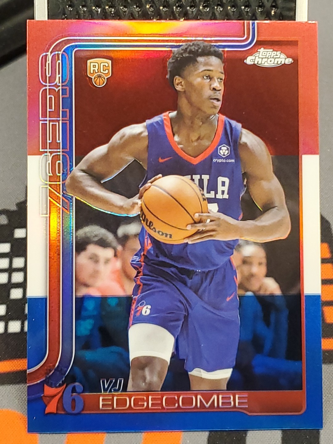 2025-26 Topps Chrome #253 VJ Edgecombe Red White Blue RC Philadelphia 76ers RWB