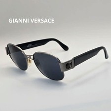 GIANNI VERSACE Medusa Sunglasses Oval Black Silver Genuine Rare Authentic