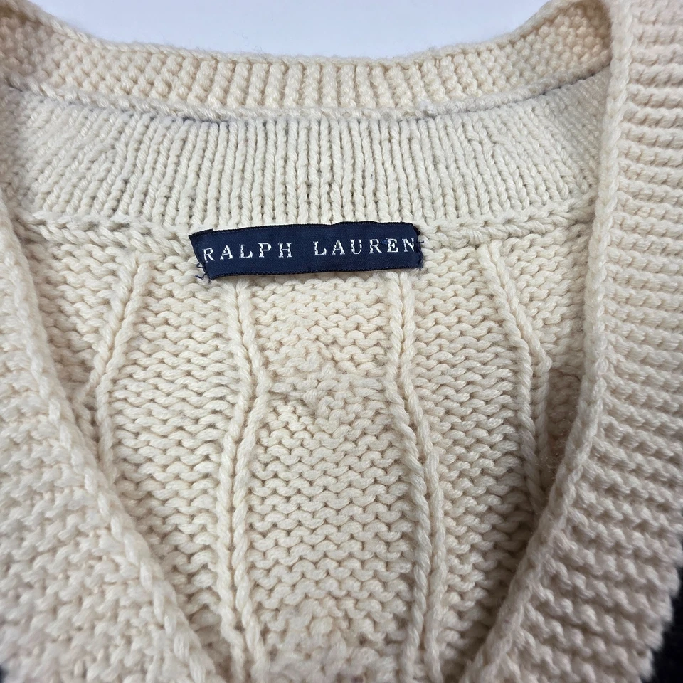 Suéter Ralph Lauren Para Mujer M Mezcla Cachemira Cuello en V Cable MUESTRA 2009 ÚNICO Foto 3 de 4