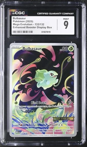 💚 Bulbasaur Mega Evolution Stamped 133 Holo GRADE 9! FAST SHIP~SHOOT OFFER💨
