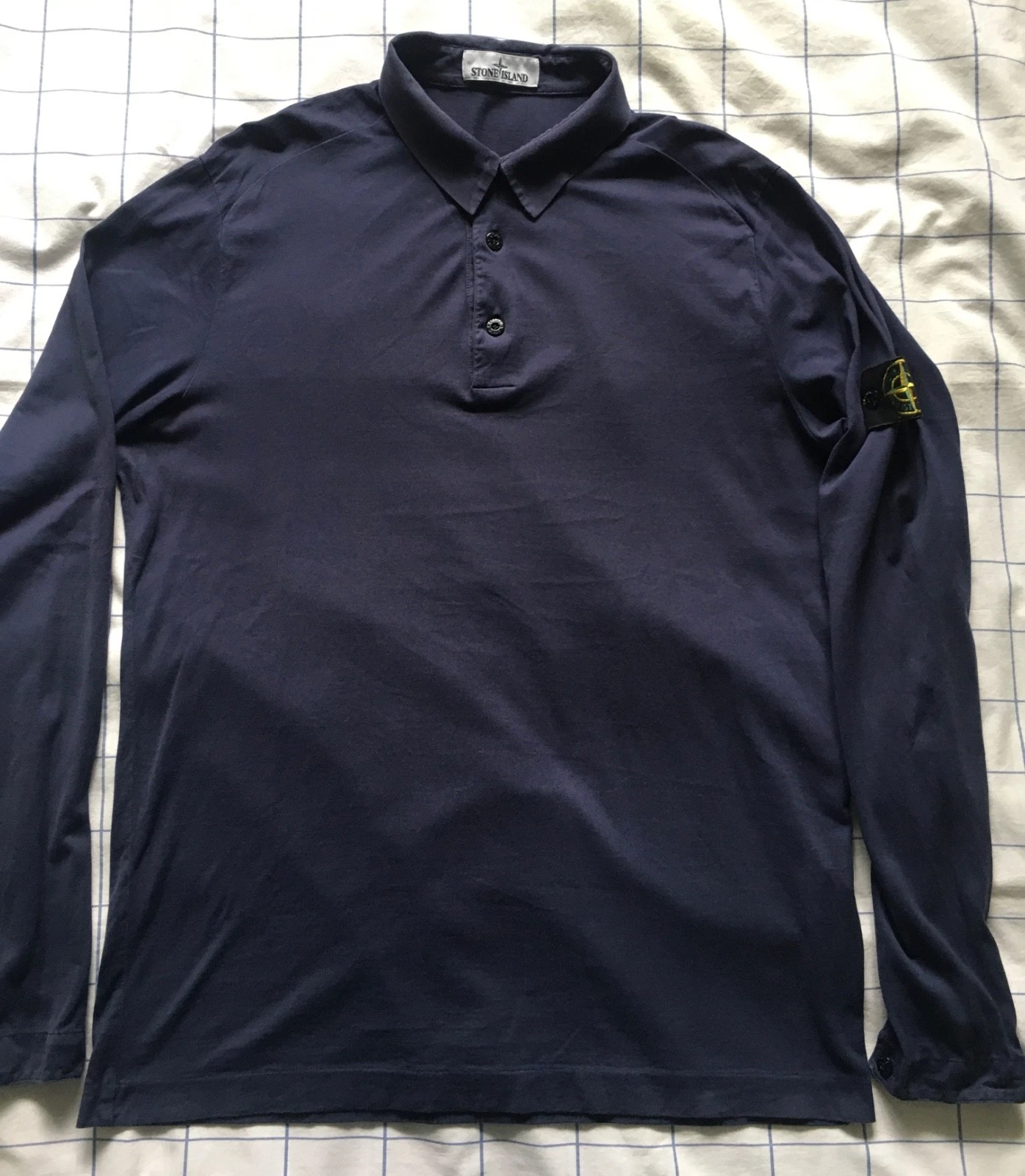 Stone Island Mens Long Sleeve Polo Shirt Size XL P2P 22.5”