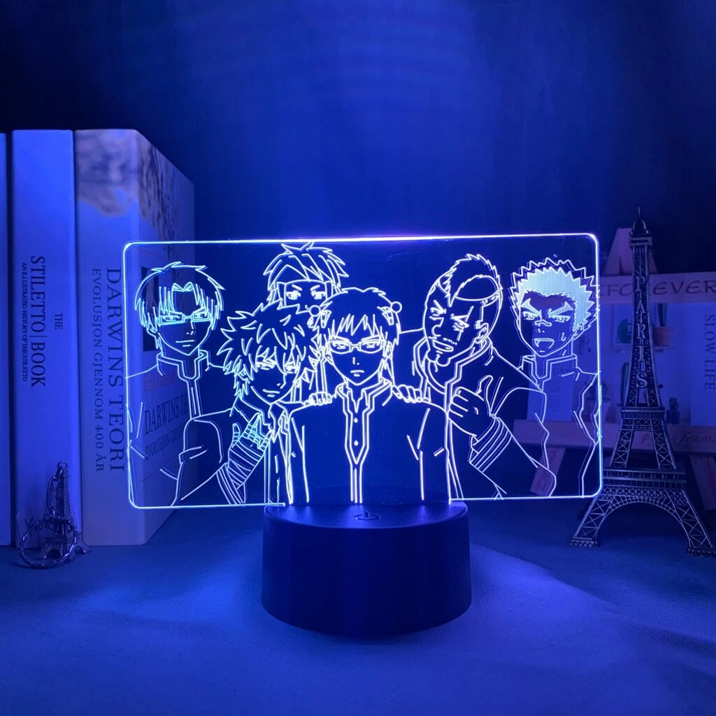 Acrylic Led Night Light Anime Disastrous Life of Saiki K Lamp Bedroom Decor Gift
