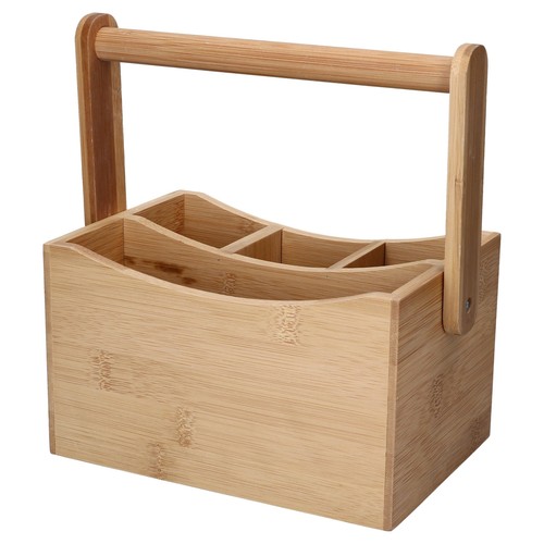 Bambusbesteckhalter mit Besteck für 6 Personen Tisch-Organizer Holz-Korb Kasten - Bild 2 von 6