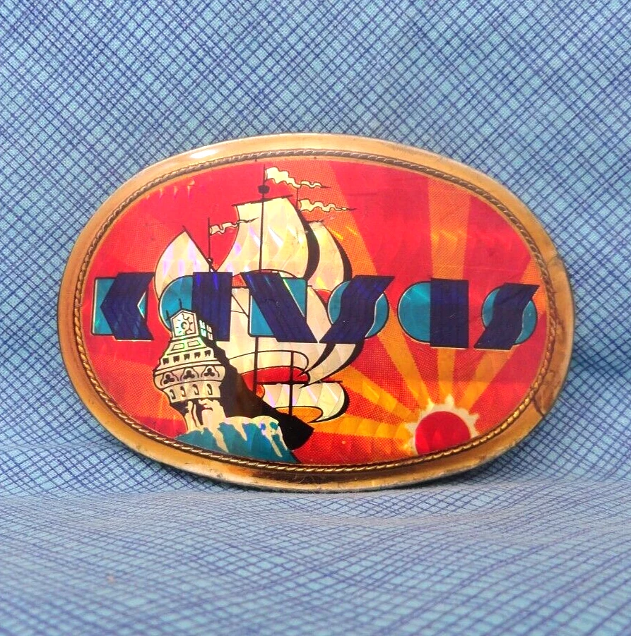 Kansas Cinturón Hebilla Punto de No Retorno Rock Banda Prisma De Colección 1977 Pacifica .QRT038 Foto 2 de 4