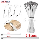 100 Pcs Stainless Steel Metal Zip Ties Heavy Duty Self-Locking Cable Ties US
