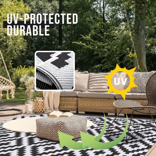 Waterproof 5x8 ft Outdoor Rug, Plastic Straw Mat for Camping, RV, Porch, Deck - Picture 4 of 7