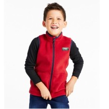 LL Bean Kids' Mountain Classic Fleece Vest in Red and Navy Medium Size 5 Size 6