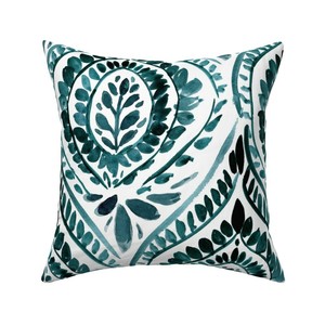 Boho Green Botanical Watercolor Throw Pillow Cover W Optional