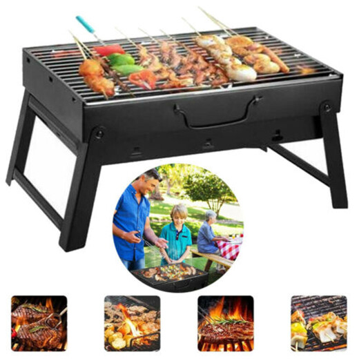 BBQ Klappgrill Holzkohlegrill mit Netzplatte Barbecue Campinggrill Tischgrill