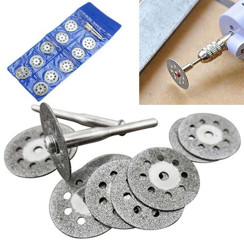 10pcs Diamond Cut Off Disc Cutting for Proxxon Tool +2 PCs Mandrel - Picture 1 of 6