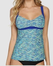  70 TYR Women's Blue Sonoma V-Neck Tankini Swim Tank Top Swimwear Size S