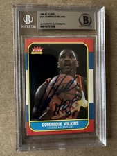 DOMINIQUE WILKINS signed 1986 Fleer #121 RC HAWKS CLIPPERS HOF BAS Beckett