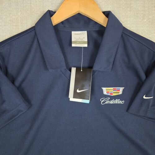 NIKE GOLF x CADILLAC NEW Womens Sz XL Polo Shirt Dri-Fit V Neck Blue Wicking