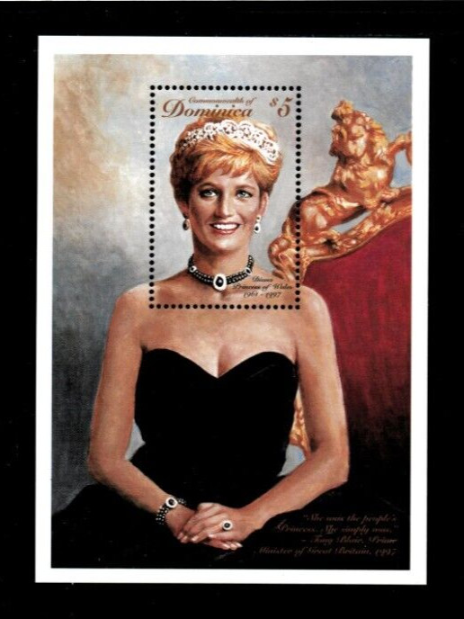 VINTAGE CLASSICS Dominica1997 Princess Diana Souvenir Stamp Sheet Scott 2011 MNH