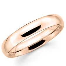 14K Solid Rose Gold 4mm Plain Men's and Women's Wedding Band Ring