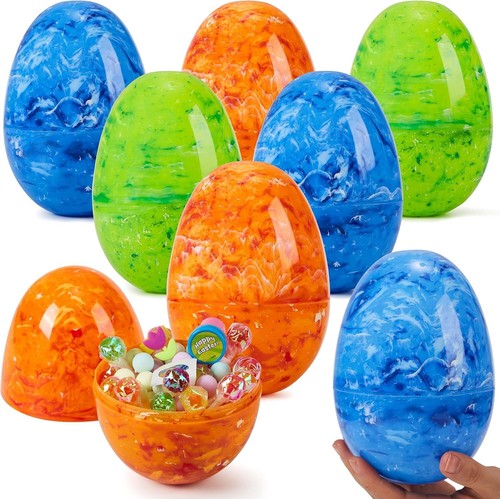 Joyin 6 Stück Jumbo Marmor Ostereier, 6 cm riesige Kunststoffeier befüllbar für