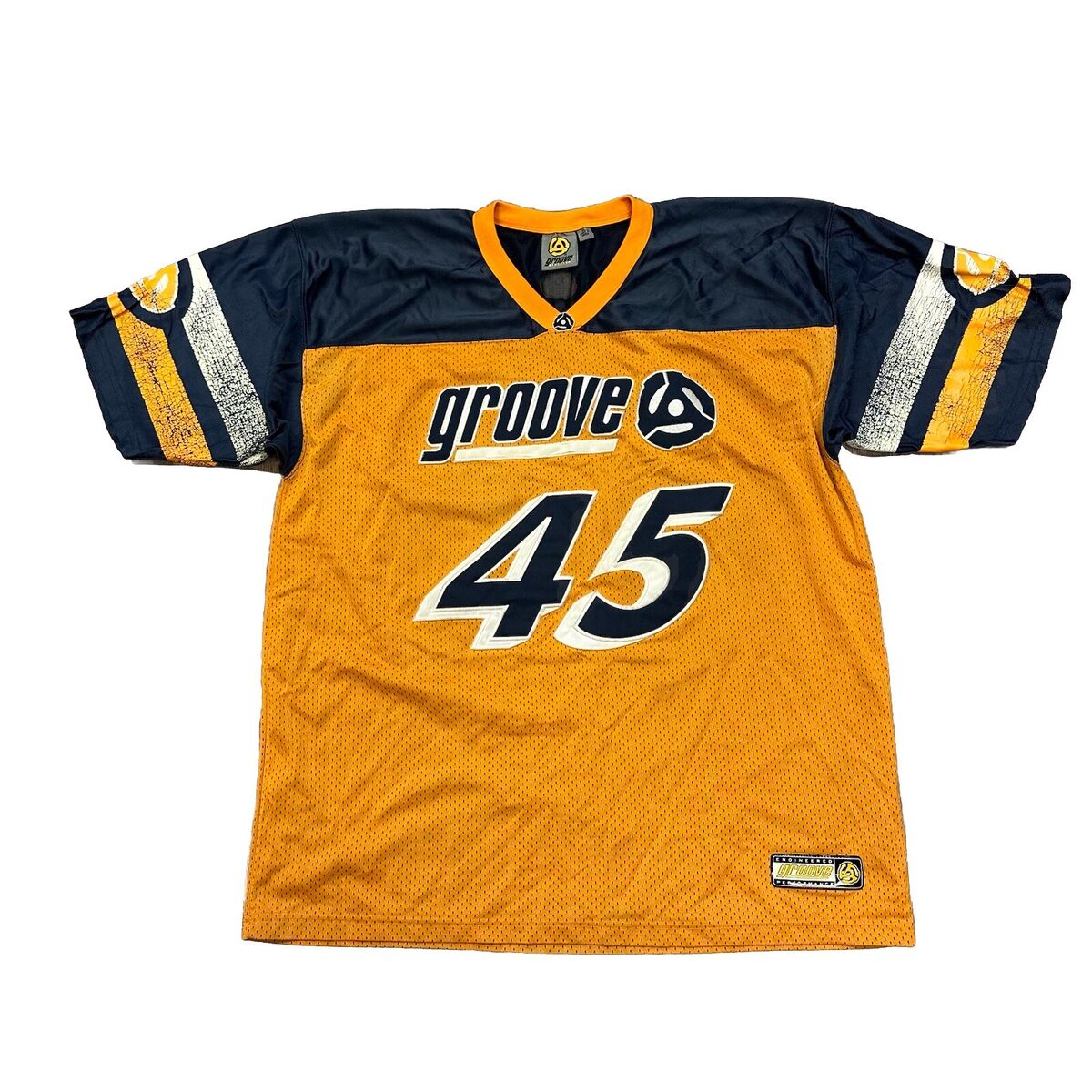 VTG 90'S GROOVE COMPANY FOOTBALL MESH JERSEY ORANGE BLUE VTG 90'S GROOVE COMPANY FOOTBALL MESH JERSEY ORANGE BLUE
