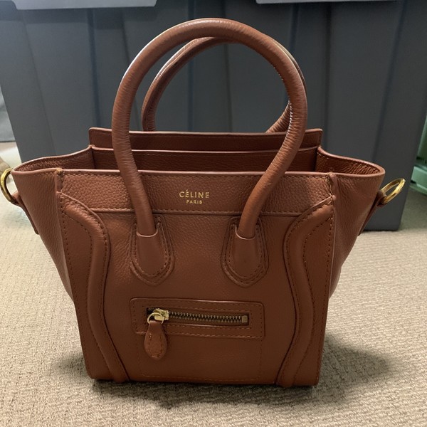 CELINE Women’s Nano Luggage Leather Handbag Tan  AS NEW