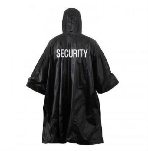 Security bouncer black raincoat poncho rain jacket security silk screen - Picture 2 of 3