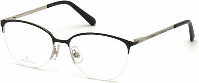 Swarovski SK5296 005 Black Silver Semi Rimless Eyeglasses Frame 52-16-140 SW5296