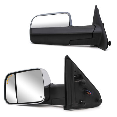 Pair Towing Mirrors Power Turn Signal For 03-08 Dodge Ram 1500 2500 3500 Chrome