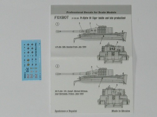 FOXBOT 100-005 Scale 1:100 Decal German Heavy Tank Pz.Kpfw VI Tiger middle/late - Picture 15 of 24