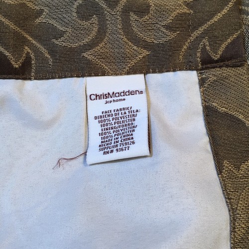 2 Olive Green Medallion Curtain Panels Chris Madden JCP 50" x 96" Lined - Picture 8 of 9