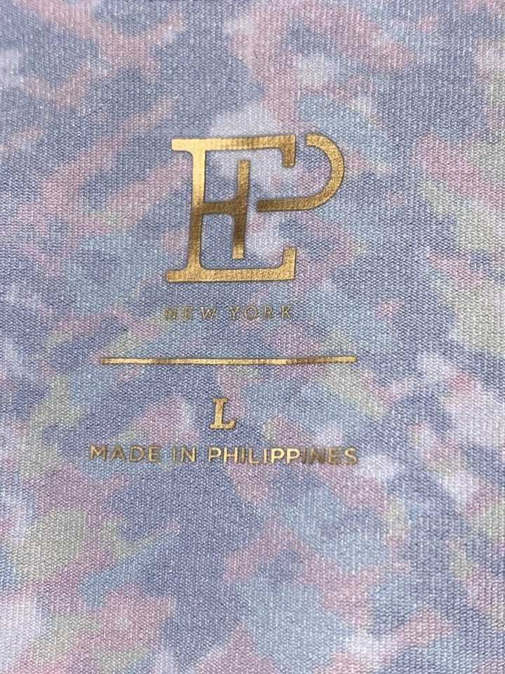 Gemstone High Neck Fitted Quarter Zip Polo Mesh Panel Top Women L Abstract Art - Image 4 of 4