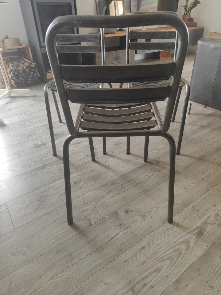 Lot de 3 chaises Tolix sablées - Photo 2/3