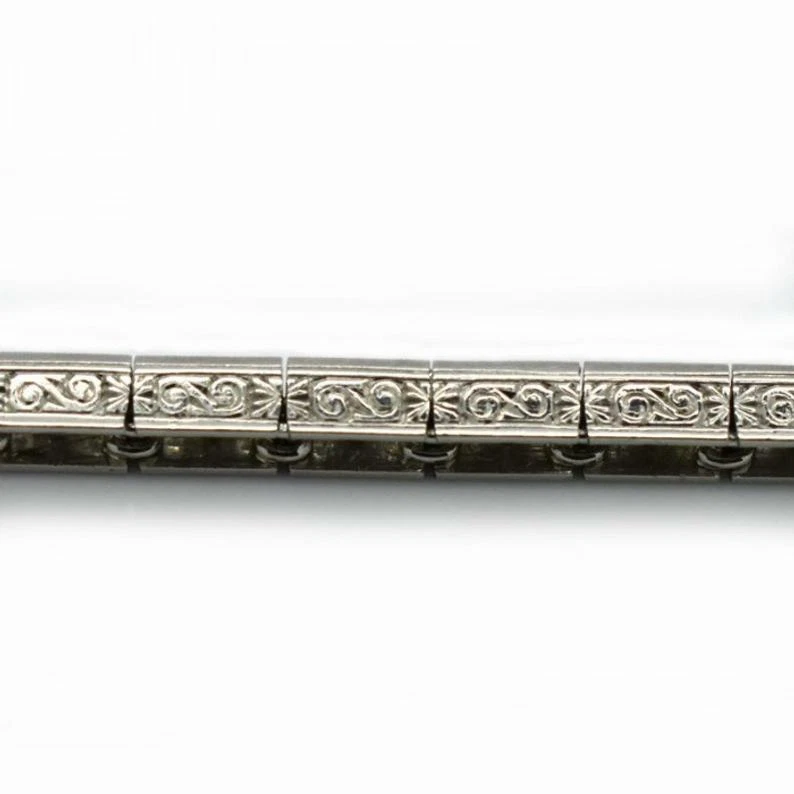 Pulsera Tenis Fina Simple Corte Cuadrado Perfecto Blanco Vivo 7.58CT Circonita Cúbica Foto 3 de 4