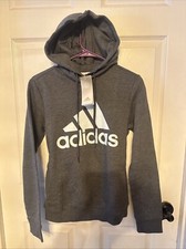 PICK SIZE - NWT adidas Women's Gray with Blue Logo Fleece Sweatshirt - HM1909