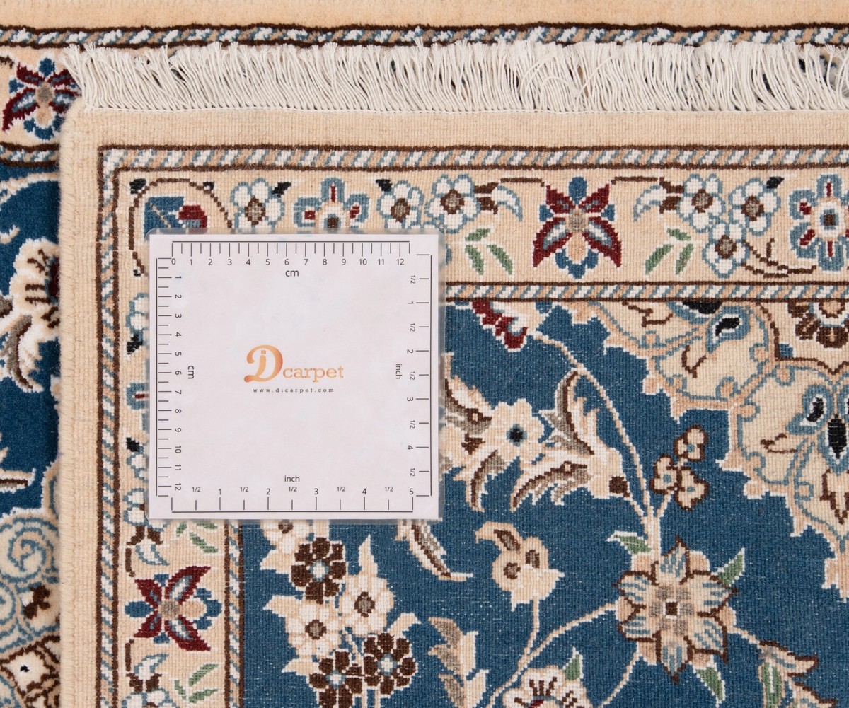 Tapis Persan Nain Fait Main 88x66 Cm – Orientale, Bleu, Fin