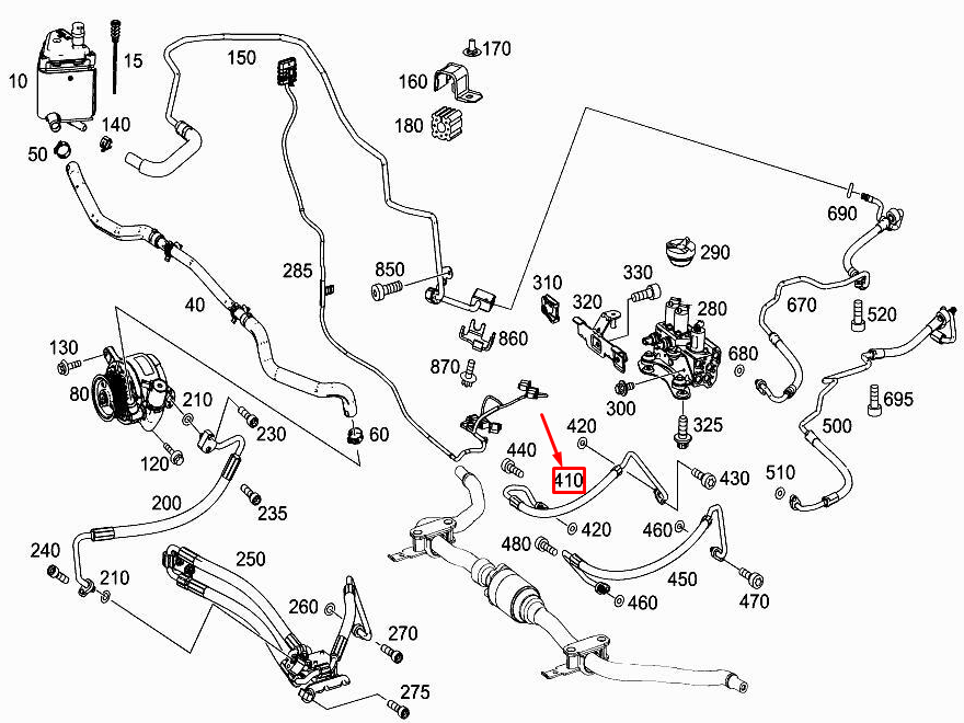 MERCEDES-BENZ GLE W166 Hydraulic Oil Pressure Line A1663201654
