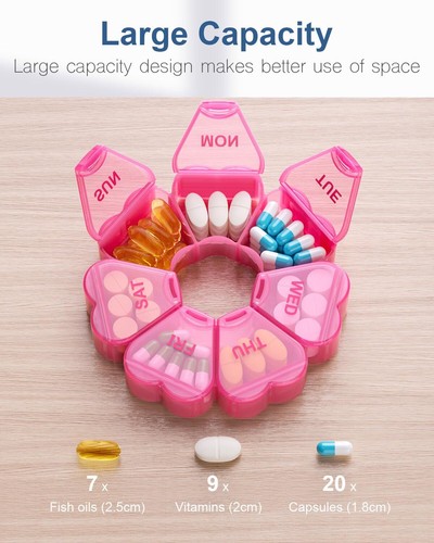 Large Weekly Pill Organizer/Box 7 Day Daily Vitamin Case Large Capacity Compa... - Bild 2 von 6