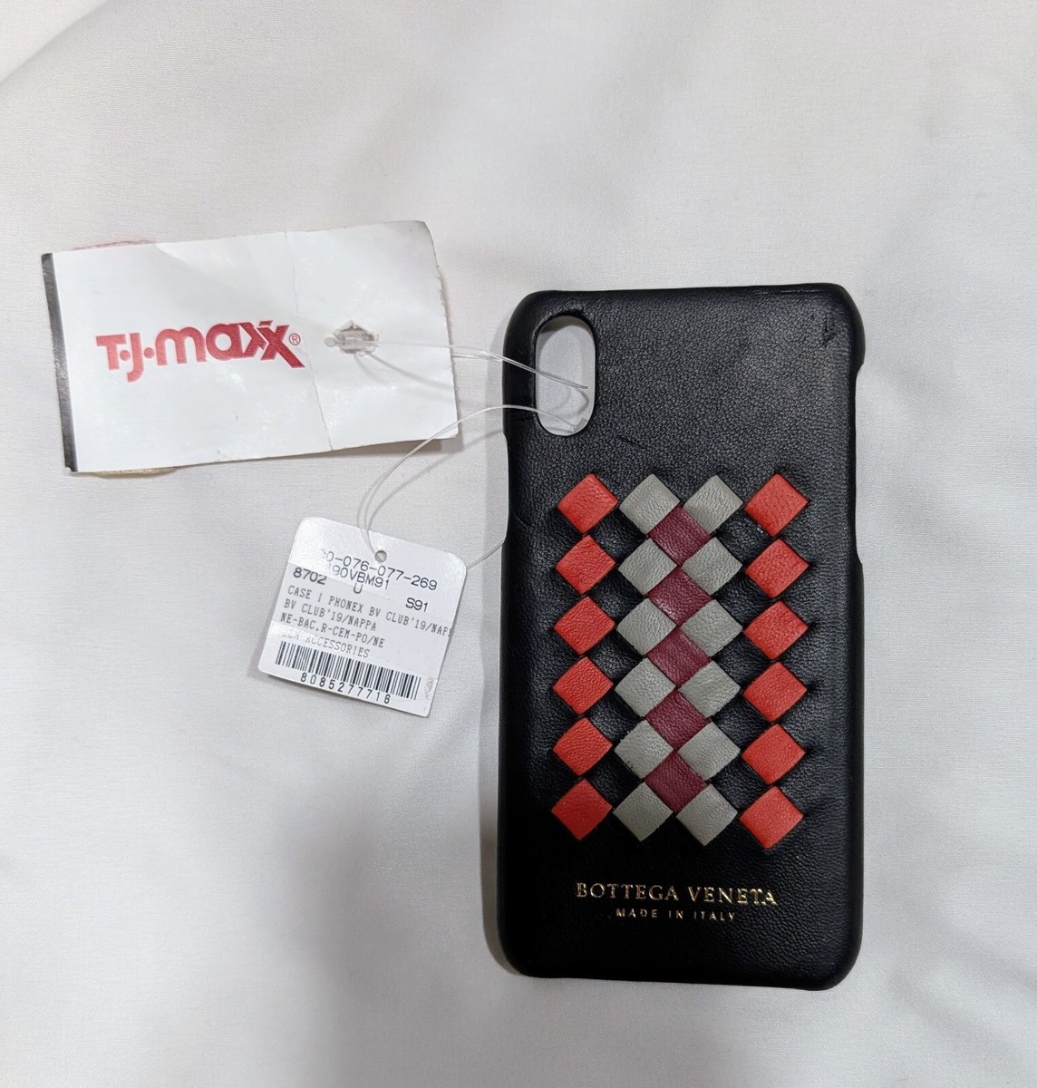 iPhone・スマホケース BOTTEGA VENETA BLACK LEATHER PHONE CASE Bottega Veneta Leather Phone Case for iPhone XS (Based on