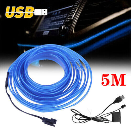 Lampada 5M LED Interni Auto EL Filo Corda Neon Luci Atmosfera Brillante Arredamento - Foto 3 di 12