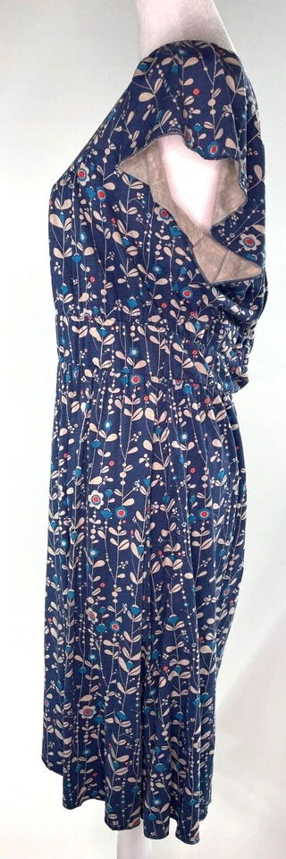 Vestido midi para mujer Fossil azul con mangas acampanadas florales forrado talla mediana Foto 4 de 4