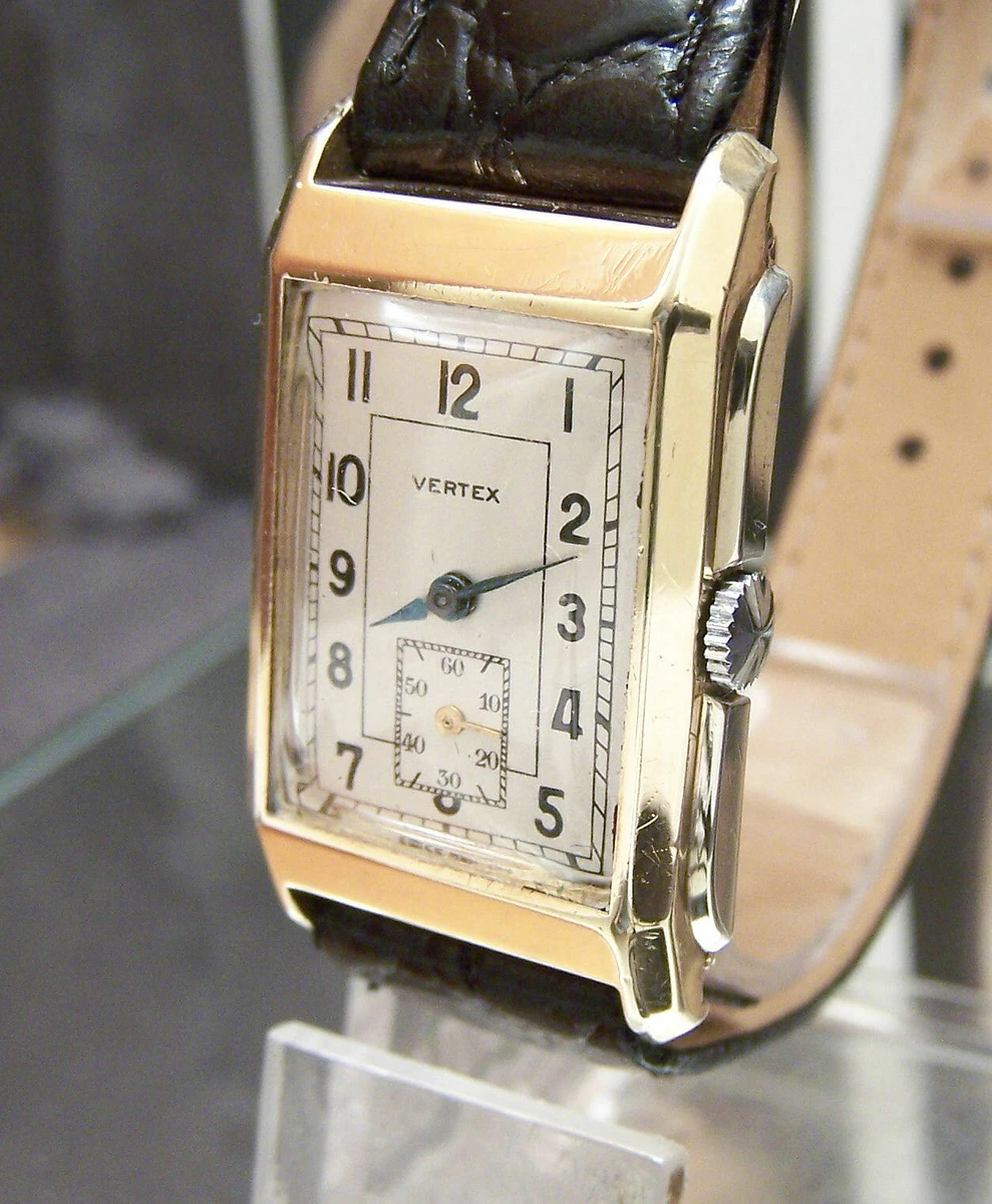 1936 ART DECO ANTIQUE SOLID 2 TONE WHITE YELLOW GOLD VERTEX