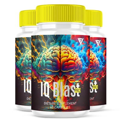 (3 Pack) IQ Blast Pro Brain Pills IQ BlastPro Memory Supplement (180 Capsules)