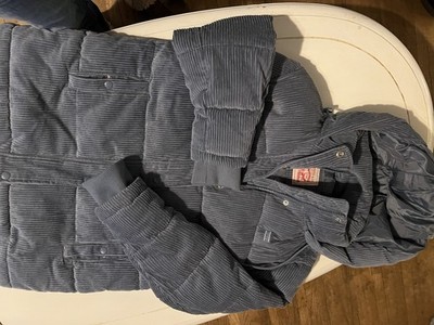 Levi s women s corduroy quilted bubble puffer jacket Blue Sz Sm