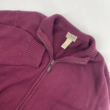 LL Bean Full Zip Sweater Mens XL Tall Burgundy Pockets Knit Cardigan Grandpa