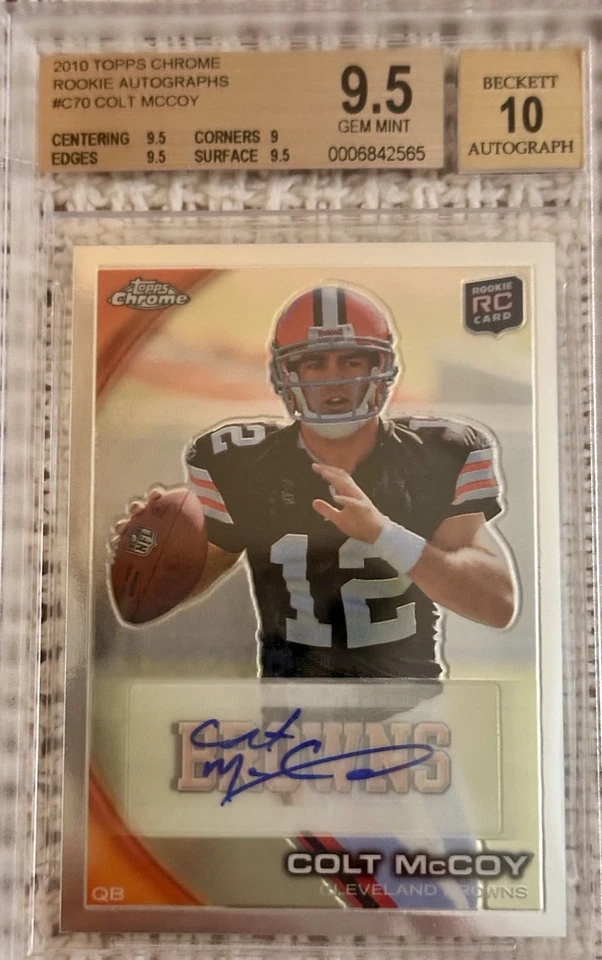 2010 Topps Chrome Colt McCoy Rookie Autograph #C70. BGS 9.5 GEM MINT & 10 - Image 3 of 4