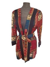 Vtg Ultra Dress Sz 10 W/ Belt Made In Usa Preloved Classy Abstract Color Block